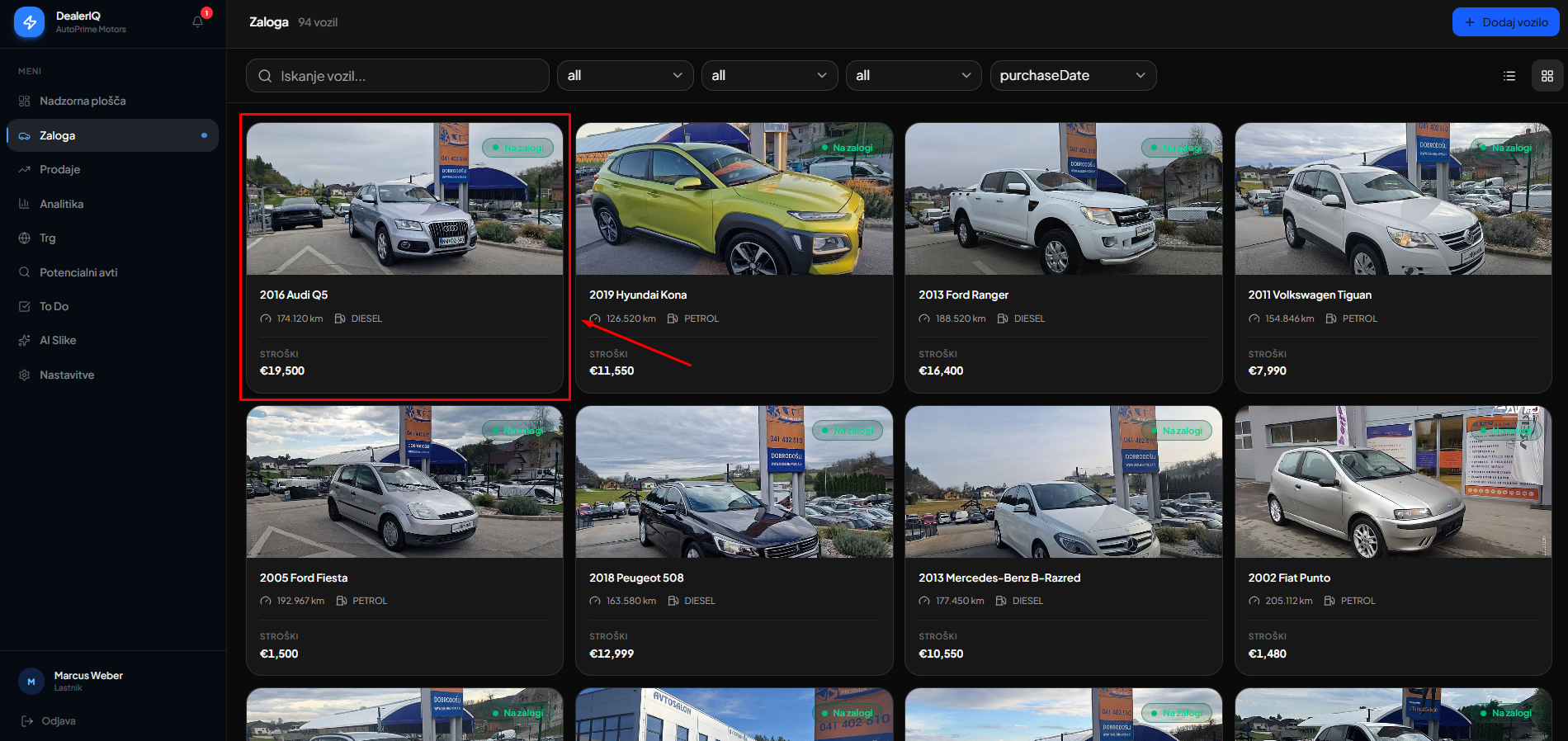 Vozilo shranjeno v zalogi